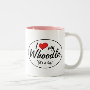 Caneca De Café Em Dois Tons É um cão! Eu amo meu Whoodle