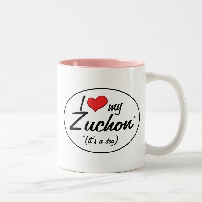 Caneca De Café Em Dois Tons É um cão! Eu amo meu Zuchon (Direita)
