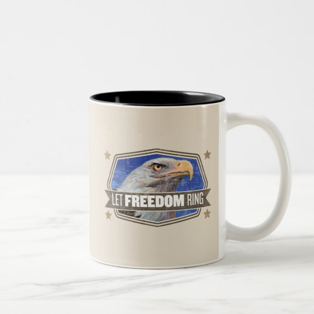 Caneca De Café Em Dois Tons Eagle-Deixe o anel da liberdade (Direita)
