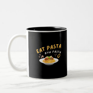 Caneca De Café Em Dois Tons Eat Pasta Run Fasta-Spaghetti-Food-Funny