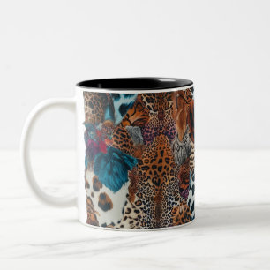 Caneca De Café Em Dois Tons Eclectic Animal Prints Two-Tone Mug - Bold Vibrant