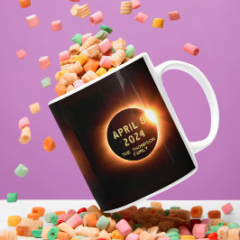 Caneca De Café Em Dois Tons Eclipse Total do Sol 8 de Abril de 2024 Personaliz