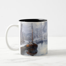 Caneca De Café Em Dois Tons Ecos do Passado: Vida de Pesca Vitoriana