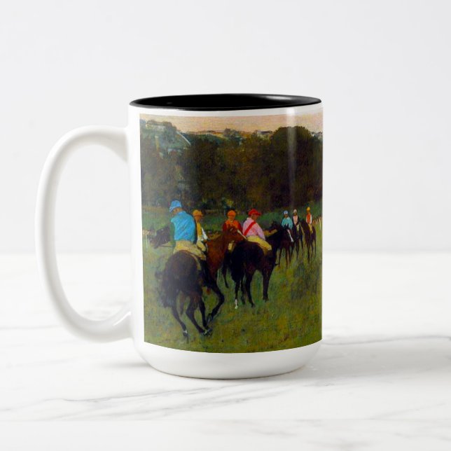 Caneca De Café Em Dois Tons Edgar Degas Race Horses em Longchamp (Esquerda)