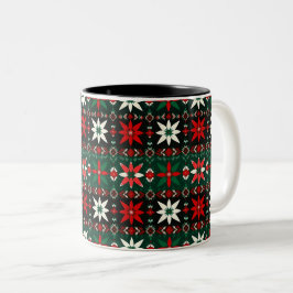 Caneca De Café Em Dois Tons Edição 3 do Natal Fair Isle Escandinavo