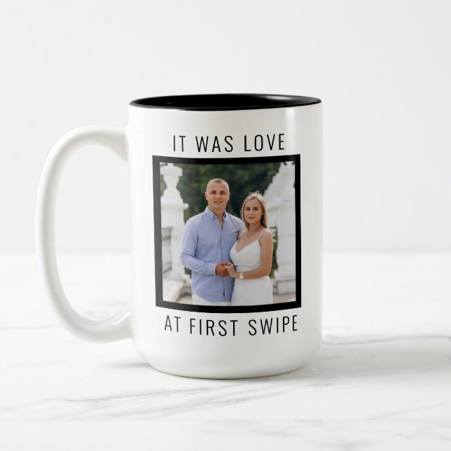 Caneca De Café Em Dois Tons Editable Text and Custom Photo Valentine's Day  (Esquerda)
