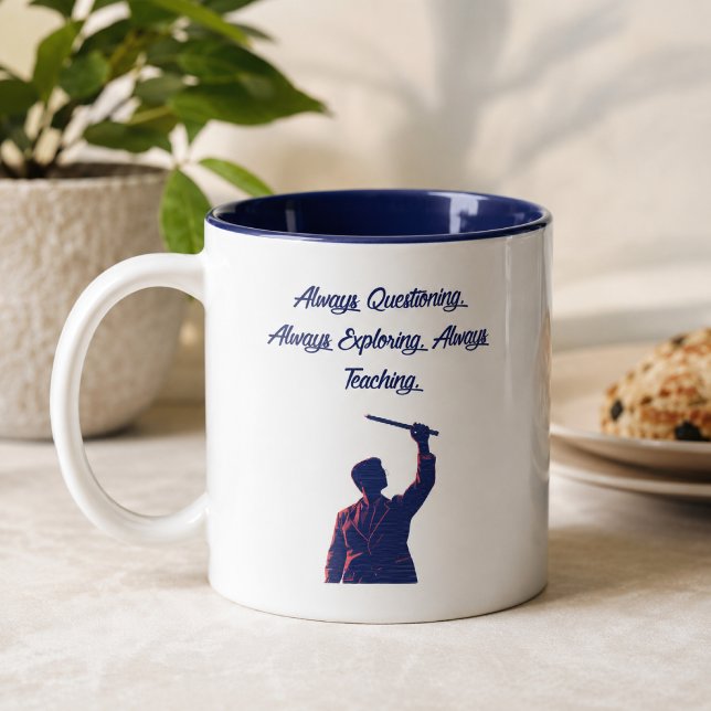 Caneca De Café Em Dois Tons Educador de Ciências Questionando Explorando Ensin (Criador carregado)