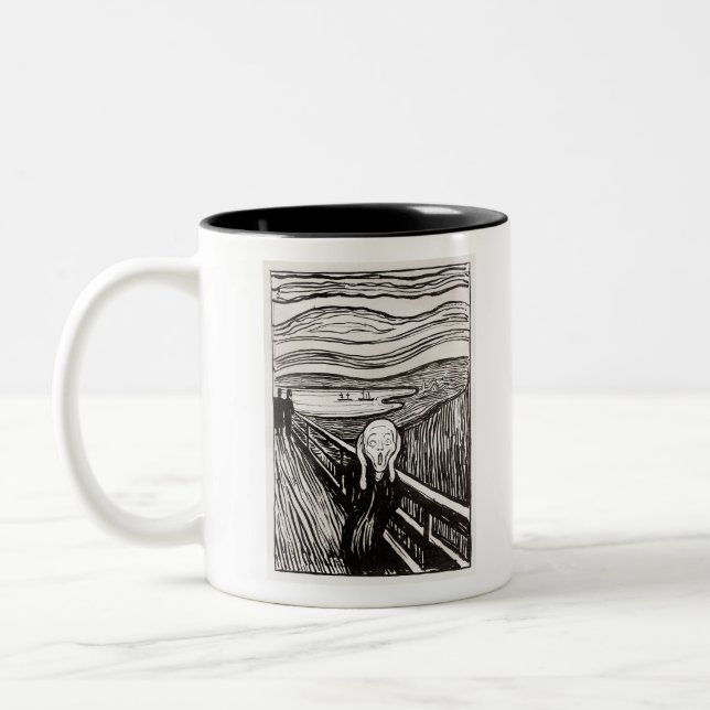 Caneca De Café Em Dois Tons Edvard Munch, A Famosa Do Impressão Do Lithógrafo  (Esquerda)