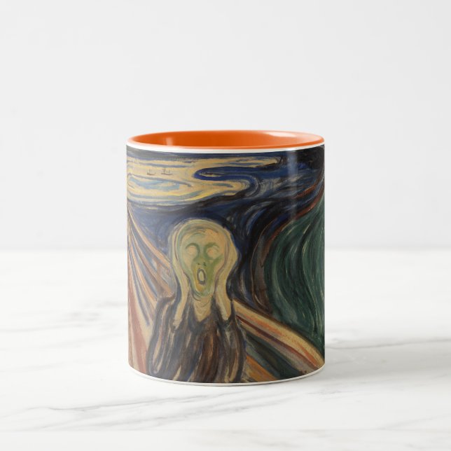 Caneca De Café Em Dois Tons Edvard Munch clássico a pintura do gritar (Centro)