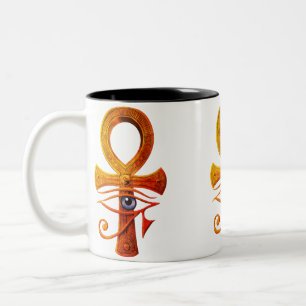 Caneca De Café Em Dois Tons Egípcio Ankh Eye of Horus Ancient Symbol Protect