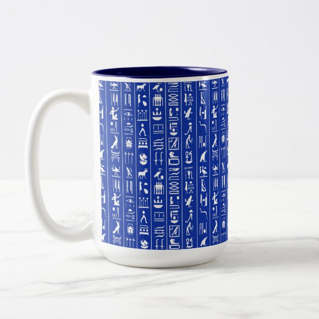 Caneca De Café Em Dois Tons Egípcios Hieroglifos Coffee Mug (Esquerda)