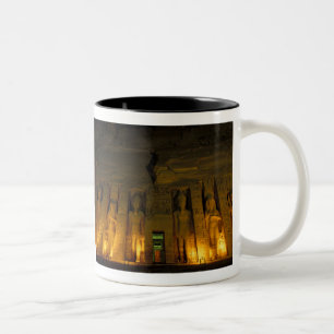 Caneca De Café Em Dois Tons Egito, Abu Simbel, Fachada iluminada do Pequeno