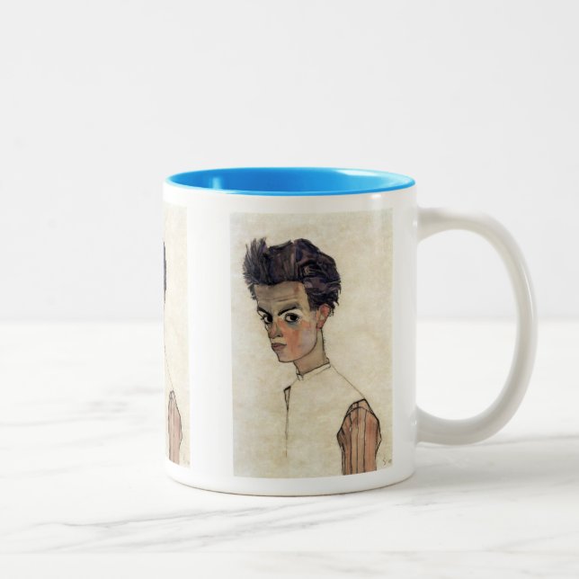 Caneca De Café Em Dois Tons Egon Schiele , Self portrait, 1910 (Direita)