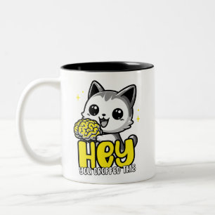 Caneca De Café Em Dois Tons Ei, Você Deixou Essa Cama De Meme Gato Engraçado