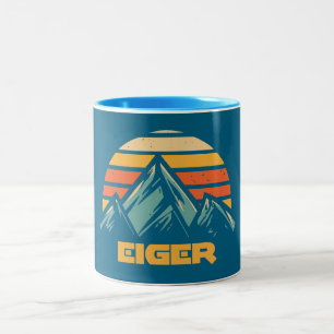 Caneca De Café Em Dois Tons Eiger Suíça Retro Turquesa