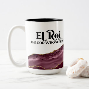 Caneca De Café Em Dois Tons El Roi O Deus Que Me Vê Monograma De Mármore Verme