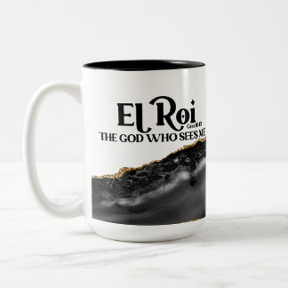 Caneca De Café Em Dois Tons El Roi O Deus Que Me Vê Monograma Do Mármaco Negro