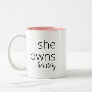 Caneca De Café Em Dois Tons Ela é dona de sua história Citação Motivacional