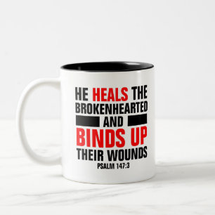 Caneca De Café Em Dois Tons Ele cura o verso da Bíblia corada