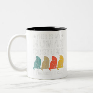 Caneca De Café Em Dois Tons Ele É Meu Fato Humano. Sou Realmente Um Gato Retro