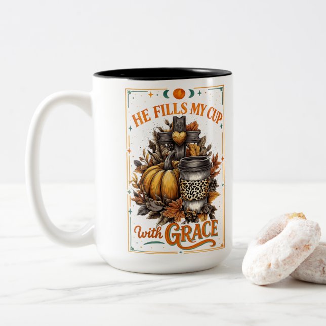Caneca De Café Em Dois Tons Ele Preenche A Minha Taça... (Com Donut)