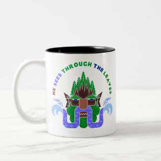 Caneca De Café Em Dois Tons Ele vê através das folhas