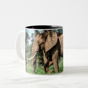 Caneca De Café Em Dois Tons Elefante Africano no Safari