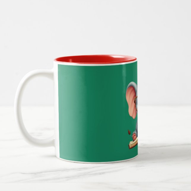 Caneca De Café Em Dois Tons Elefante Bebê Sábio (Esquerda)