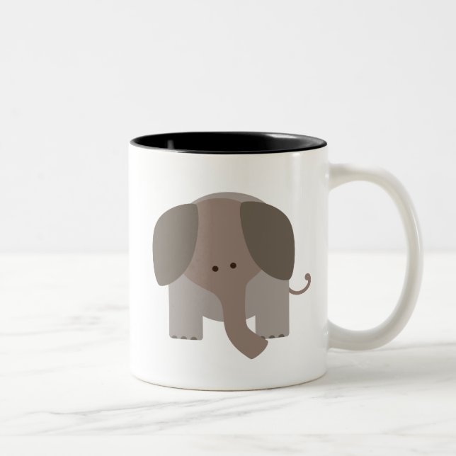 Caneca De Café Em Dois Tons Elefante bonito de Brown (Direita)