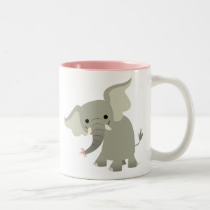 Caneca De Café Em Dois Tons Elefante curioso bonito dos desenhos animados