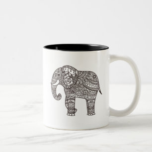 Caneca De Café Em Dois Tons Elefante decorativo do estilo