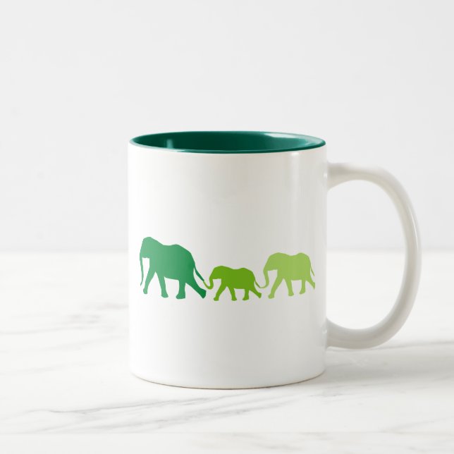 Caneca De Café Em Dois Tons Elefante em Verde (Direita)