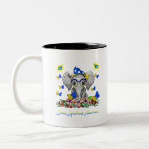 Caneca De Café Em Dois Tons Elefante Fé Esperança Ama a Síndrome da Consciênci