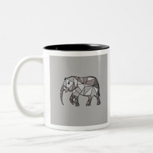 Caneca De Café Em Dois Tons elefante geométrico, cinza 2 de bispo