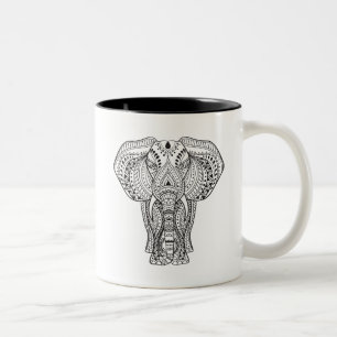 Caneca De Café Em Dois Tons Elefante indiano étnico