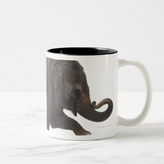 Caneca De Café Em Dois Tons Elefante que executa o truque na caixa (Direita)