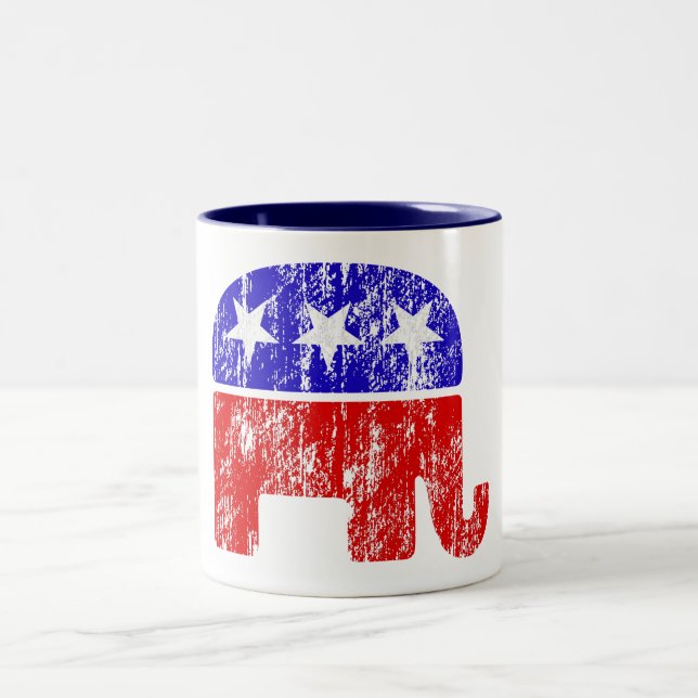 Caneca De Café Em Dois Tons Elefante republicano desvanecido (Centro)