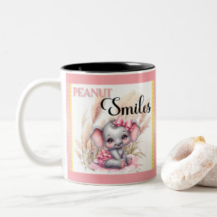 Caneca De Café Em Dois Tons Elefante Rosa Doce - Sorrisos de Amendoim