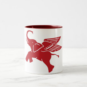 Caneca De Café Em Dois Tons Elefante voado vermelho