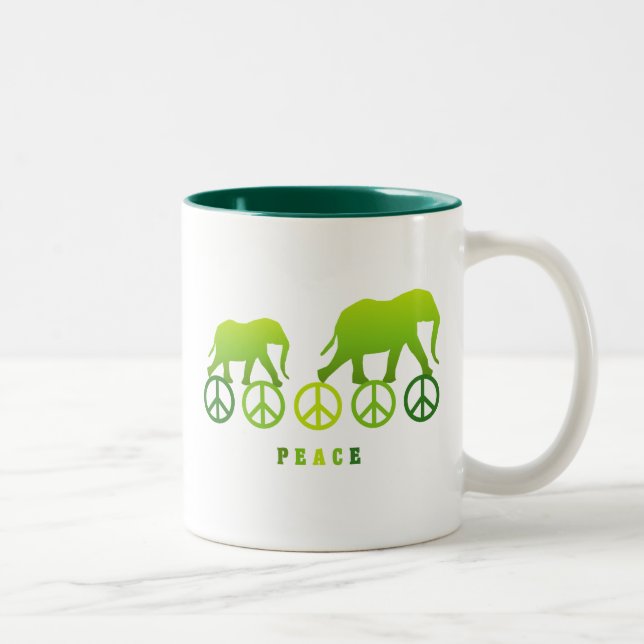 Caneca De Café Em Dois Tons Elefantes Andando em Paz (Direita)