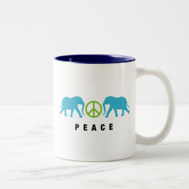 Caneca De Café Em Dois Tons Elefantes com paz