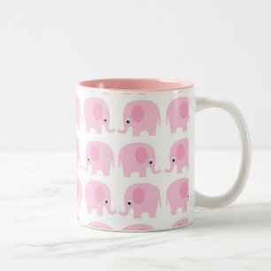 Caneca De Café Em Dois Tons Elefantes cor-de-rosa