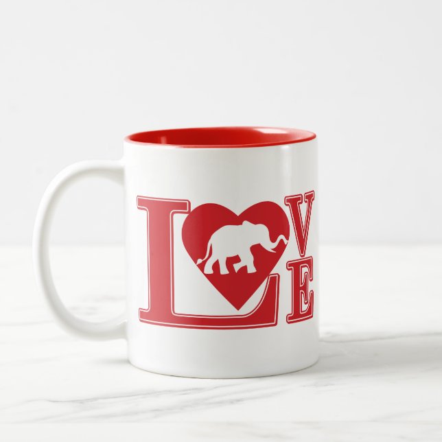 Caneca De Café Em Dois Tons Elefantes do Amor (Esquerda)