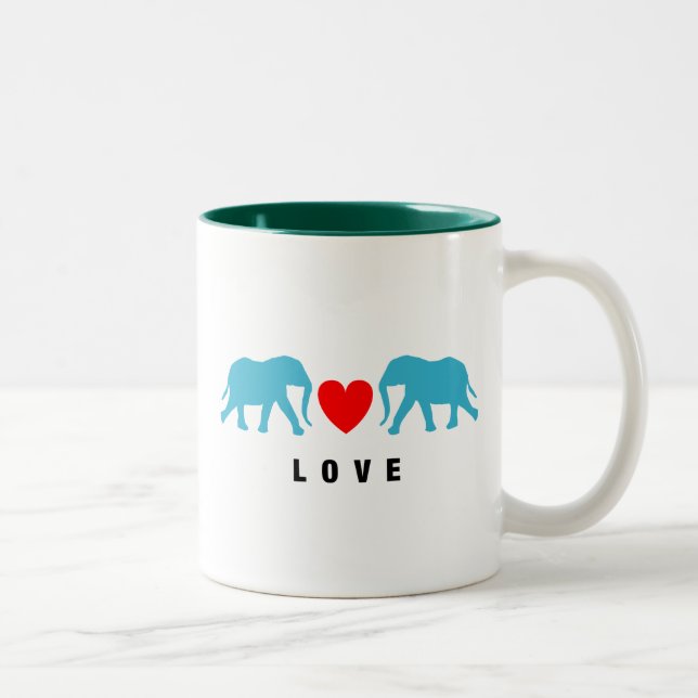 Caneca De Café Em Dois Tons Elefantes no Amor (Direita)