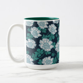 Caneca De Café Em Dois Tons Elegância Botânica Viva