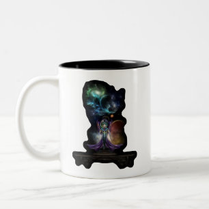 Caneca De Café Em Dois Tons Elegância Do Retrato Fractal De Trilia