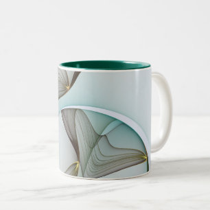 Caneca De Café Em Dois Tons Elegância Dourada abstrato Moderna Turquesa Brown