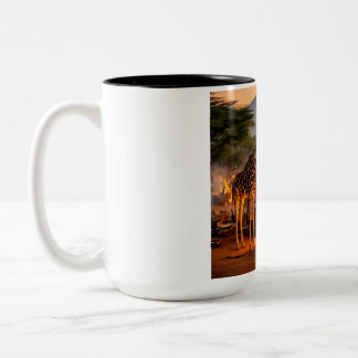 Caneca De Café Em Dois Tons Elegância na Selvagem: Silhouette majestosa Girafa