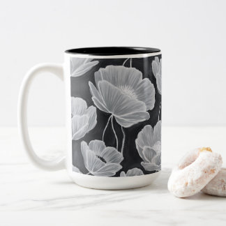 Caneca De Café Em Dois Tons Elegant and Whimsical Poppies