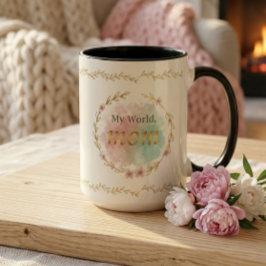 Caneca De Café Em Dois Tons Elegant Floral Mom Quote Watercolor Design